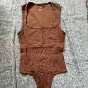 Corset-seamed tanktop bodysuit